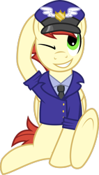 Size: 1090x1920 | Tagged: dead source, safe, artist:toughbluff, imported from derpibooru, care package, special delivery, pegasus, pony, clothes, hat, male, necktie, shirt, simple background, sitting, smiling, solo, stallion, transparent background, underhoof, uniform, vector, wink