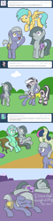 Size: 650x2729 | Tagged: safe, artist:atlur, deleted from derpibooru, imported from derpibooru, bon bon, limestone pie, lyra heartstrings, marble pie, sunshower raindrops, sweetie drops, oc, oc:fetchbeer, zebra, ask the pie sisters, ask, bench, comic, tumblr