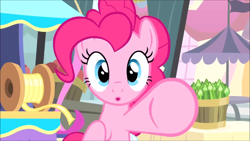 Size: 854x480 | Tagged: safe, imported from derpibooru, pinkie pie, pinkie pride, season 4, bipedal, female, fourth wall, solo