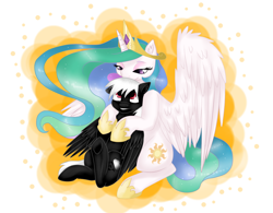 Size: 1086x849 | Tagged: safe, artist:harmoniousrain, deleted from derpibooru, imported from derpibooru, princess celestia, oc, canon x oc, female, male, straight