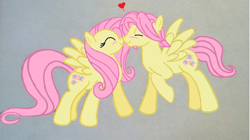 Size: 1024x575 | Tagged: safe, artist:sbkent316, imported from derpibooru, fluttershy, blushing, boop, butterscotch, female, flutterscotch, heart, male, nose wrinkle, noseboop, nuzzling, rule 63, self ponidox, selfcest, shipping, smiling, straight