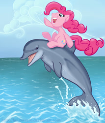 Size: 600x700 | Tagged: safe, artist:hollowzero, imported from derpibooru, pinkie pie, dolphin, commission