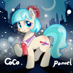 Size: 1000x1000 | Tagged: safe, artist:renokim, imported from derpibooru, coco pommel, rarity takes manehattan, female, raised hoof, solo