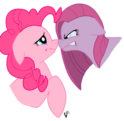 Size: 1133x1104 | Tagged: safe, artist:frostheartissiamese, artist:ticklemefrosty, imported from derpibooru, pinkie pie, boop, duality, pinkamena diane pie