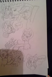 Size: 1440x2126 | Tagged: safe, artist:jofca, imported from derpibooru, apple bloom, applejack, zecora, zebra, comic, photo, ponified, race swap, simple background, traditional art, vine video, white background