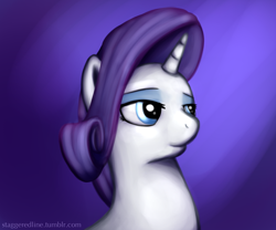 Size: 1200x1000 | Tagged: safe, artist:staggeredline, imported from derpibooru, rarity, pony, creepy, female, mare, purple background, simple background, solo