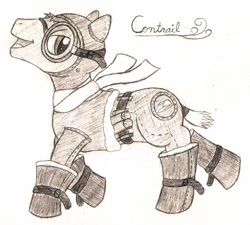 Size: 1169x1051 | Tagged: safe, artist:wingcommanderrudoji, imported from derpibooru, oc, oc only, oc:contrail, monochrome, solo, traditional art