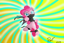 Size: 2200x1466 | Tagged: safe, artist:paulyt7, imported from derpibooru, pinkie pie, female, kunai, ninja, solo