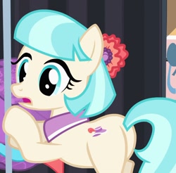 Size: 946x929 | Tagged: safe, imported from derpibooru, screencap, coco pommel, earth pony, pony, rarity takes manehattan, season 4, butt, female, hatbutt, mare, plot, solo, the ass was fat