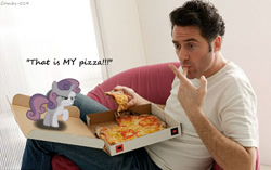 Size: 1012x634 | Tagged: safe, artist:digitalpheonix, imported from derpibooru, sweetie belle, irl, photo, pizza, ponies in real life