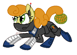 Size: 376x268 | Tagged: dead source, safe, artist:e-liisu, imported from derpibooru, carrot top, golden harvest, earth pony, pony, clothes, costume, female, mare, naruto, ninja, simple background, solo, transparent background