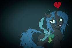 Size: 2000x1346 | Tagged: source needed, safe, artist:queen-ystella, imported from derpibooru, queen chrysalis, female, heart, solo, tongue out