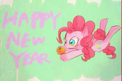 Size: 567x377 | Tagged: safe, artist:gebomamire, imported from derpibooru, pinkie pie, female, happy new year, orange, pixiv, solo