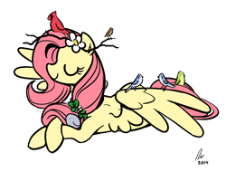 Size: 1280x971 | Tagged: safe, artist:rwl, imported from derpibooru, fluttershy, bird, female, simple background, solo, white background