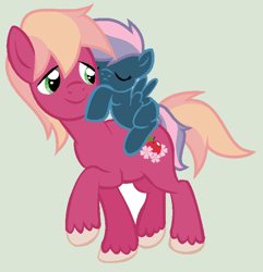 Size: 724x752 | Tagged: safe, artist:unoriginai, imported from derpibooru, oc, oc only, oc:bud, oc:horoscope, duo, offspring, parent:big macintosh, parent:cheerilee, parent:fluttershy, parent:star hunter, parents:cheerimac, simple background