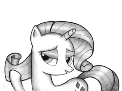 Size: 1174x881 | Tagged: safe, artist:ghostofwar909, imported from derpibooru, rarity, female, monochrome, solo, traditional art