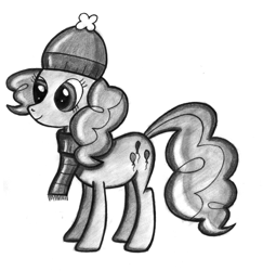 Size: 788x811 | Tagged: safe, artist:ghostofwar909, imported from derpibooru, pinkie pie, female, monochrome, solo, traditional art