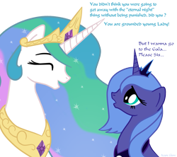 Size: 1163x1031 | Tagged: safe, artist:mlpazureglow, imported from derpibooru, princess celestia, princess luna, fake smile, grounded, mean, s1 luna, show accurate, smiling