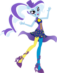 Size: 7299x9281 | Tagged: safe, artist:sugar-loop, imported from derpibooru, trixie, equestria girls, rainbow rocks, :3, absurd resolution, box art, female, neon rainbow rocks, ponied up, rainbow rocks outfit, simple background, solo, transparent background, vector