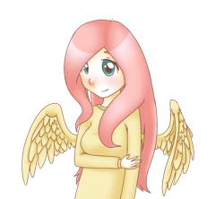 Size: 900x800 | Tagged: safe, artist:lantaniel, imported from derpibooru, fluttershy, human, clothes, female, humanized, solo, sweater, sweatershy, winged humanization