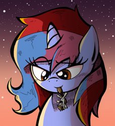 Size: 1000x1098 | Tagged: safe, artist:labba94, imported from derpibooru, oc, oc only, oc:starlight dazzle, pony, unicorn, macro, micro, mouth, stars