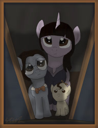 Size: 1024x1333 | Tagged: safe, artist:qemma, imported from derpibooru, a series of unfortunate events, klaus baudelaire, ponified, sunny baudelaire, violet baudelaire