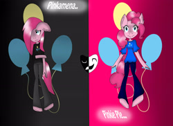 Size: 3509x2550 | Tagged: safe, artist:theglitchygamer, imported from derpibooru, pinkie pie, anthro, duality, happy, pinkamena diane pie, sad