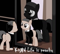 Size: 945x846 | Tagged: safe, artist:koscielny, imported from derpibooru, earth pony, pony, album, album cover, colt, korn, life is peachy, male, parody, sad, stallion