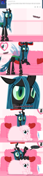 Size: 650x2625 | Tagged: safe, artist:mixermike622, imported from derpibooru, queen chrysalis, oc, oc:fluffle puff, tumblr:ask fluffle puff, ask, comic, fluff vore, giggling, laughing, meme, tumblr, x intensifies