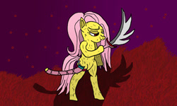 Size: 1024x614 | Tagged: safe, artist:sunamena, imported from derpibooru, fluttershy, pony, bipedal, bleach (manga), crossover, female, solo, sword