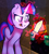 Size: 1800x2000 | Tagged: safe, artist:dippershat, artist:poniarts, imported from derpibooru, twilight sparkle, unicorn, darkness, female, magic, mc, minecraft, solo, sword, tongue out, unicorn twilight