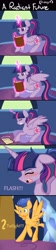 Size: 1024x4568 | Tagged: safe, artist:le-poofe, imported from derpibooru, flash sentry, twilight sparkle, twilight sparkle (alicorn), alicorn, pony, comic:a radiant future, comic, contractions, female, flashlight, labor, male, mare, ponytail, pregnant, reading, shipping, straight