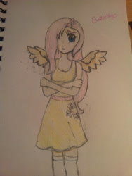 Size: 2448x3264 | Tagged: safe, artist:flandreandmiku, imported from derpibooru, fluttershy, human, female, humanized, sketch, solo, winged humanization