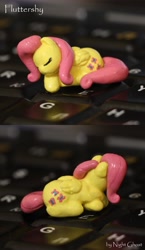 Size: 2000x3456 | Tagged: safe, artist:nightghost-creations, imported from derpibooru, fluttershy, irl, keyboard, photo, sculpture, sleeping, solo, tiny