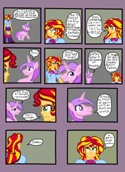 Size: 1700x2338 | Tagged: safe, artist:oneovertwo, imported from derpibooru, sunset shimmer, oc, equestria girls, comic