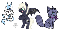 Size: 515x259 | Tagged: safe, artist:night-chimeras-cry, imported from derpibooru, oc, bat pony, cat, mew, pony, victini, fusion, pokémon