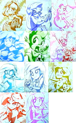 Size: 1342x2163 | Tagged: safe, artist:lunchie, imported from derpibooru, apple bloom, applejack, derpy hooves, dj pon-3, fluttershy, pinkie pie, rainbow dash, rarity, scootaloo, spike, sunset shimmer, sweetie belle, twilight sparkle, vinyl scratch, equestria girls, rainbow rocks, credits art, cutie mark crusaders, humane seven, humane six, mane seven, mane six, twilight sparkle (alicorn)