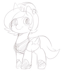 Size: 1280x1472 | Tagged: safe, artist:ende26, imported from derpibooru, princess luna, armor, cute, female, filly, helmet, looking at you, monochrome, sketch, smiling, solo, wip, woona, woona knight