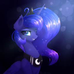 Size: 3000x3000 | Tagged: safe, artist:novabytes, imported from derpibooru, princess luna, female, sitting, smiling, solo