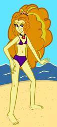 Size: 510x1128 | Tagged: safe, artist:oneovertwo, imported from derpibooru, adagio dazzle, equestria girls, rainbow rocks, barefoot, beach, clothes, feet, female, solo, swimsuit