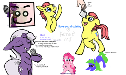 Size: 900x540 | Tagged: safe, artist:drizzlefag, imported from derpibooru, pinkie pie, oc, oc:disastral, oc:drizzle spark, flask, flockmod, hand, microphone