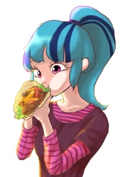 Size: 458x649 | Tagged: safe, artist:chiyoneun, imported from derpibooru, sonata dusk, human, equestria girls, rainbow rocks, cute, humanized, sonatabetes, sonataco, taco, that girl sure loves tacos, that pony sure does love tacos, that siren sure does love tacos