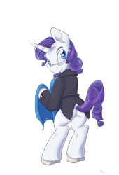 Size: 1500x2200 | Tagged: safe, artist:alasou, imported from derpibooru, rarity, pony, bipedal, bottomless, clothes, elusive, glasses, goatee, plot, rule 63, solo, unshorn fetlocks