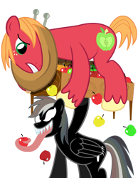 Size: 1024x1322 | Tagged: safe, artist:gamerpen, imported from derpibooru, big macintosh, rainbow dash, earth pony, pony, crossover, male, spider-man, stallion, symbiote, venom