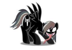 Size: 1064x750 | Tagged: safe, artist:gamerpen, imported from derpibooru, rainbow dash, pegasus, pony, crossover, female, mare, simple background, solo, spider-man, symbiote, transparent background, venom