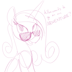 Size: 700x700 | Tagged: safe, artist:goat train, imported from derpibooru, princess cadance, female, looking at you, monochrome, open mouth, sketch, solo, sunglasses