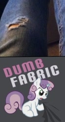 Size: 256x481 | Tagged: safe, artist:thunderring, imported from derpibooru, sweetie belle, oc, clothes, dumb fabric, irl, jeans, pants, photo, ripped jeans