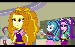 Size: 1280x800 | Tagged: safe, imported from derpibooru, screencap, adagio dazzle, aria blaze, rose heart, sonata dusk, tennis match, equestria girls, rainbow rocks, apple juice, background human, cup, the dazzlings