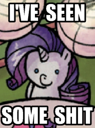 Size: 424x572 | Tagged: safe, artist:agnesgarbowska, idw, imported from derpibooru, rarity, spoiler:comic, i've seen some shit, reaction image, vulgar