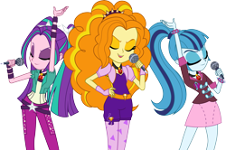 Size: 4523x3000 | Tagged: safe, artist:theshadowstone, imported from derpibooru, adagio dazzle, aria blaze, sonata dusk, equestria girls, rainbow rocks, absurd resolution, eyes closed, microphone, open mouth, simple background, singing, the dazzlings, transparent background, vector